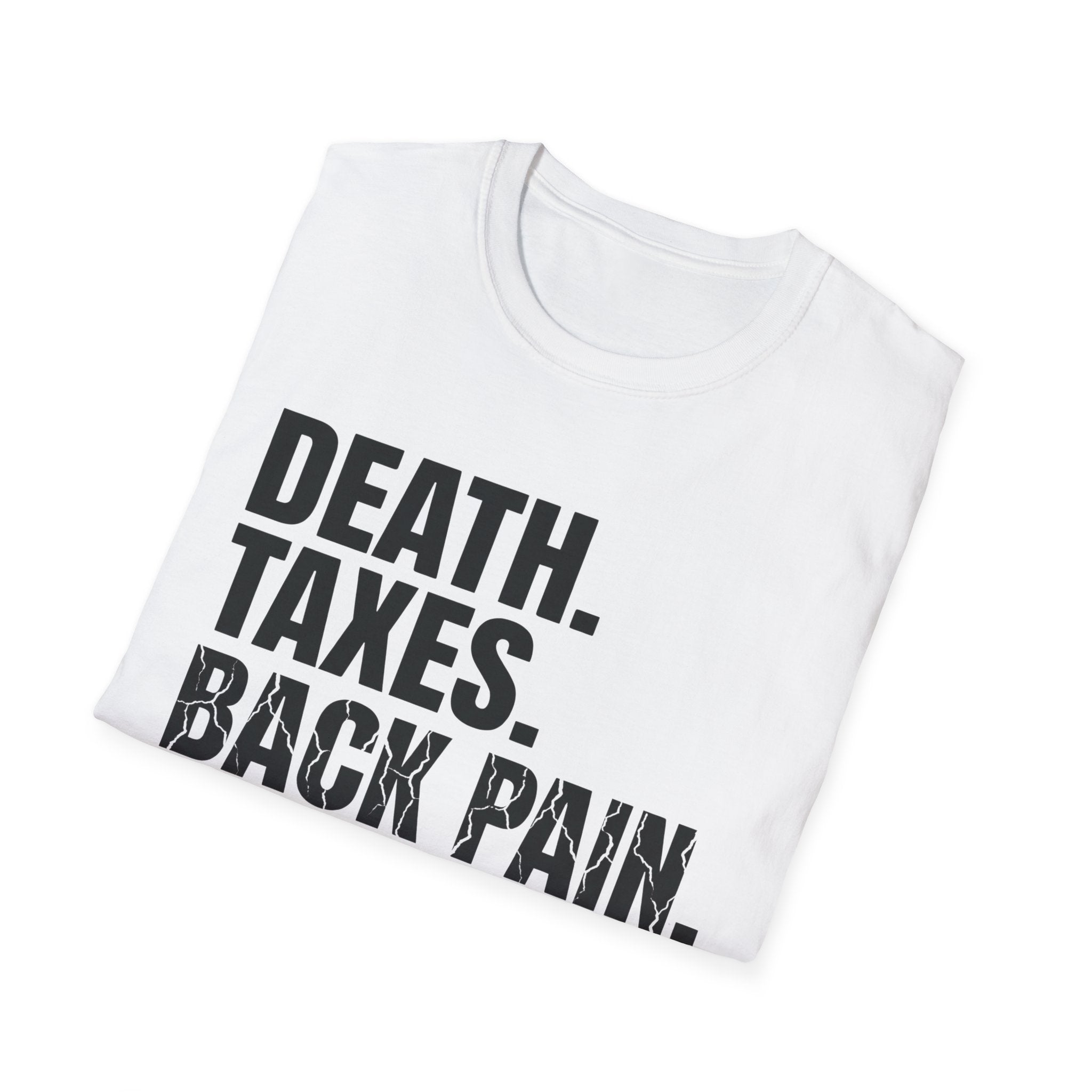 Death Taxes Back Pain Block Text T-Shirt
