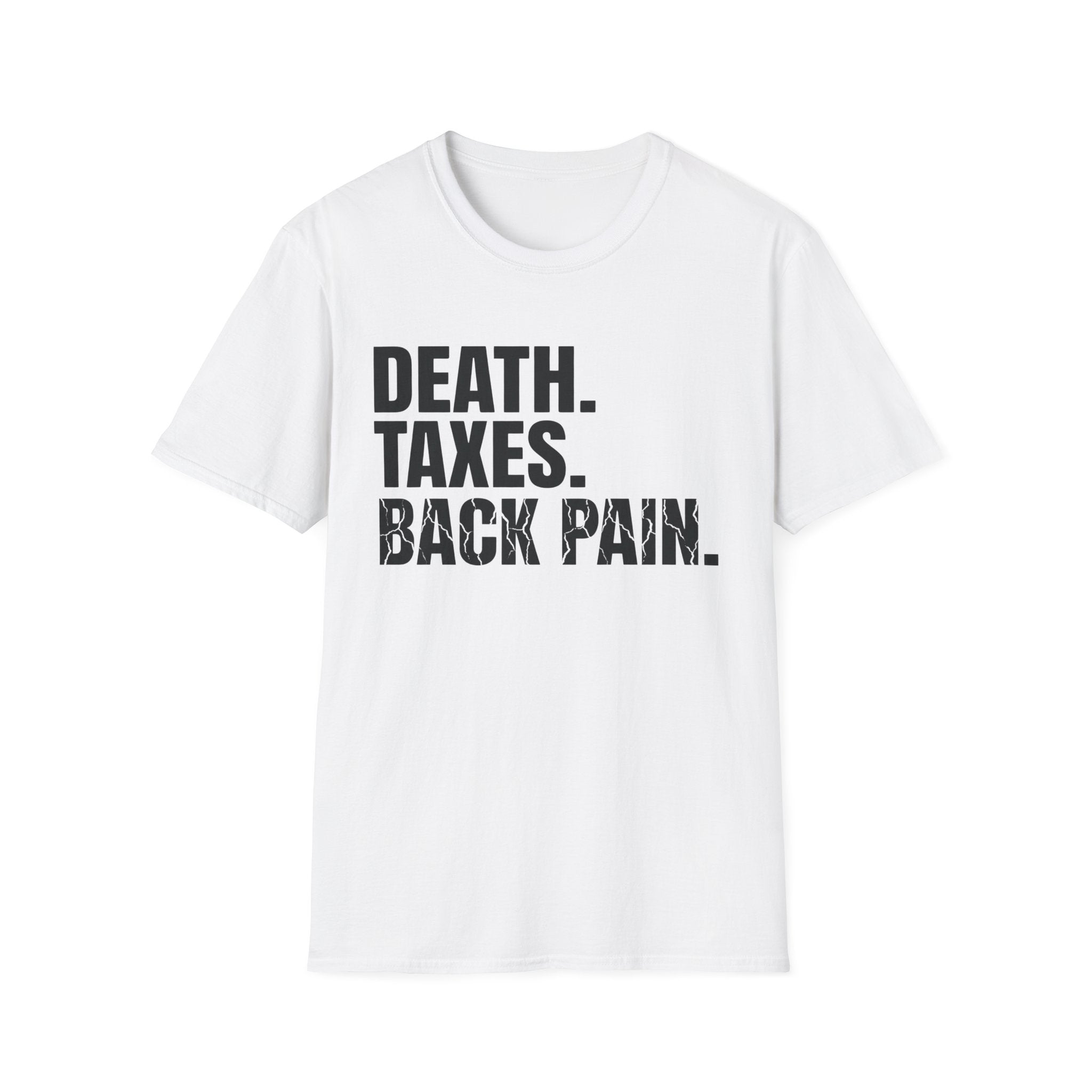 Death Taxes Back Pain Block Text T-Shirt