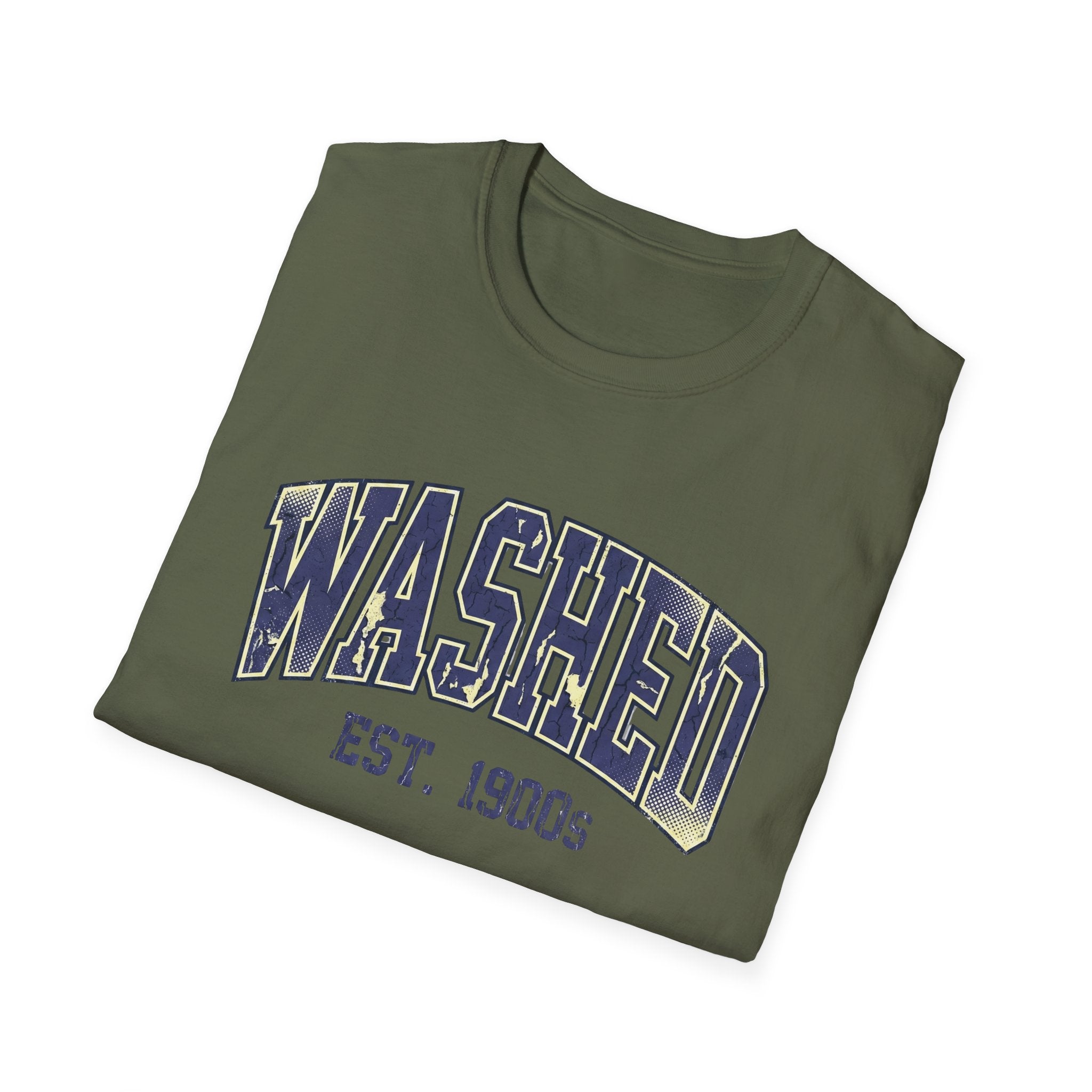 Washed Varsity Crackle Text T-Shirt