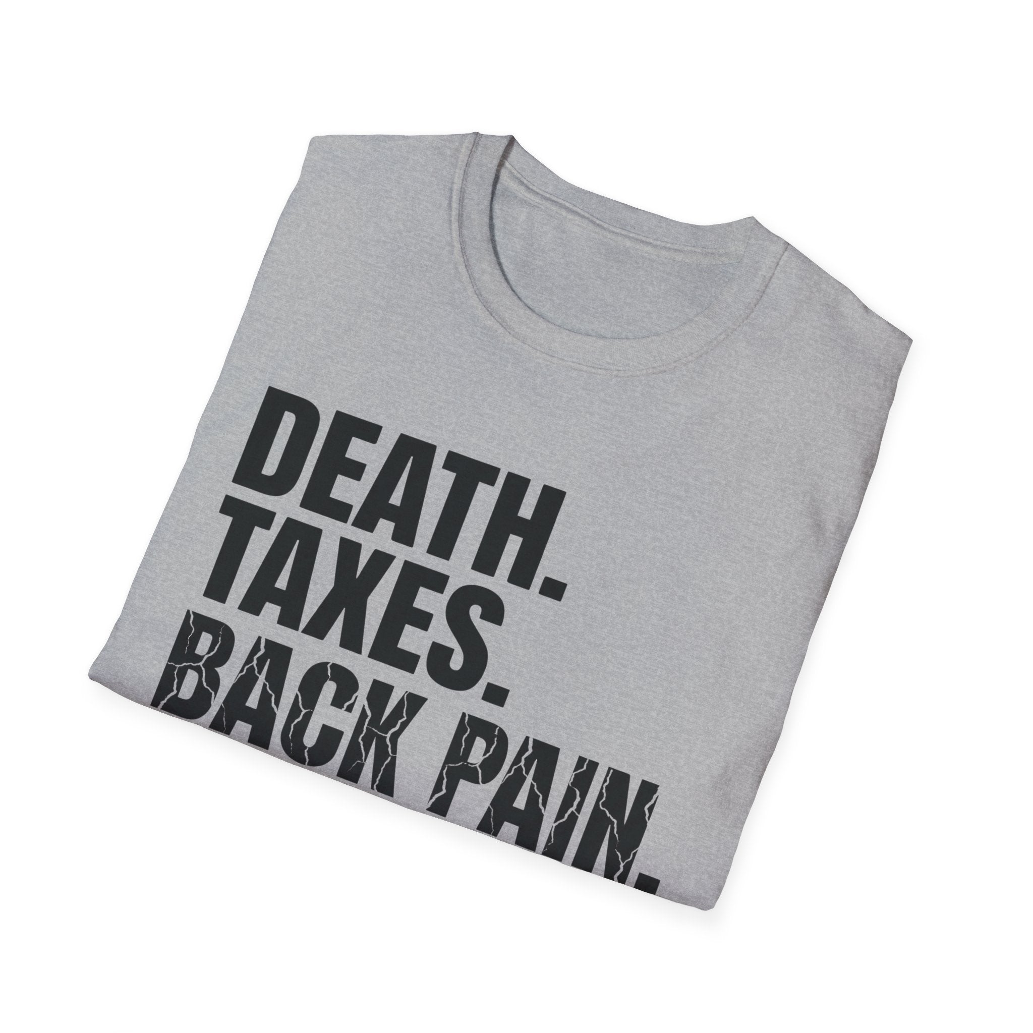 Death Taxes Back Pain Block Text T-Shirt