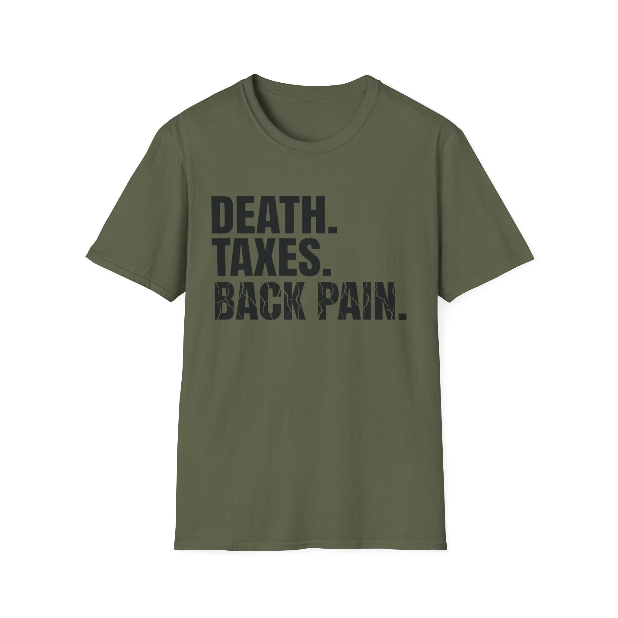 Death Taxes Back Pain Block Text T-Shirt