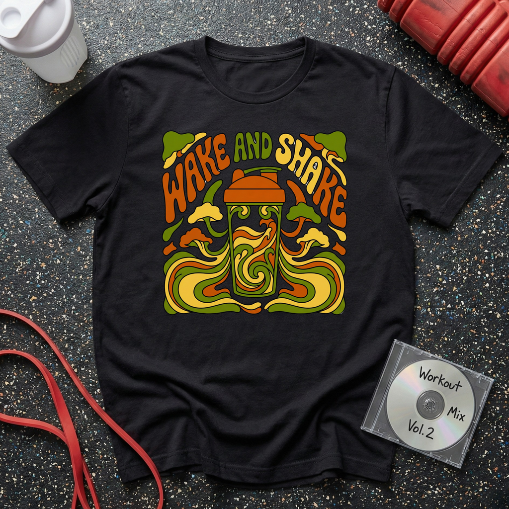 Wake and Shake Groovy Brown Green T-Shirt