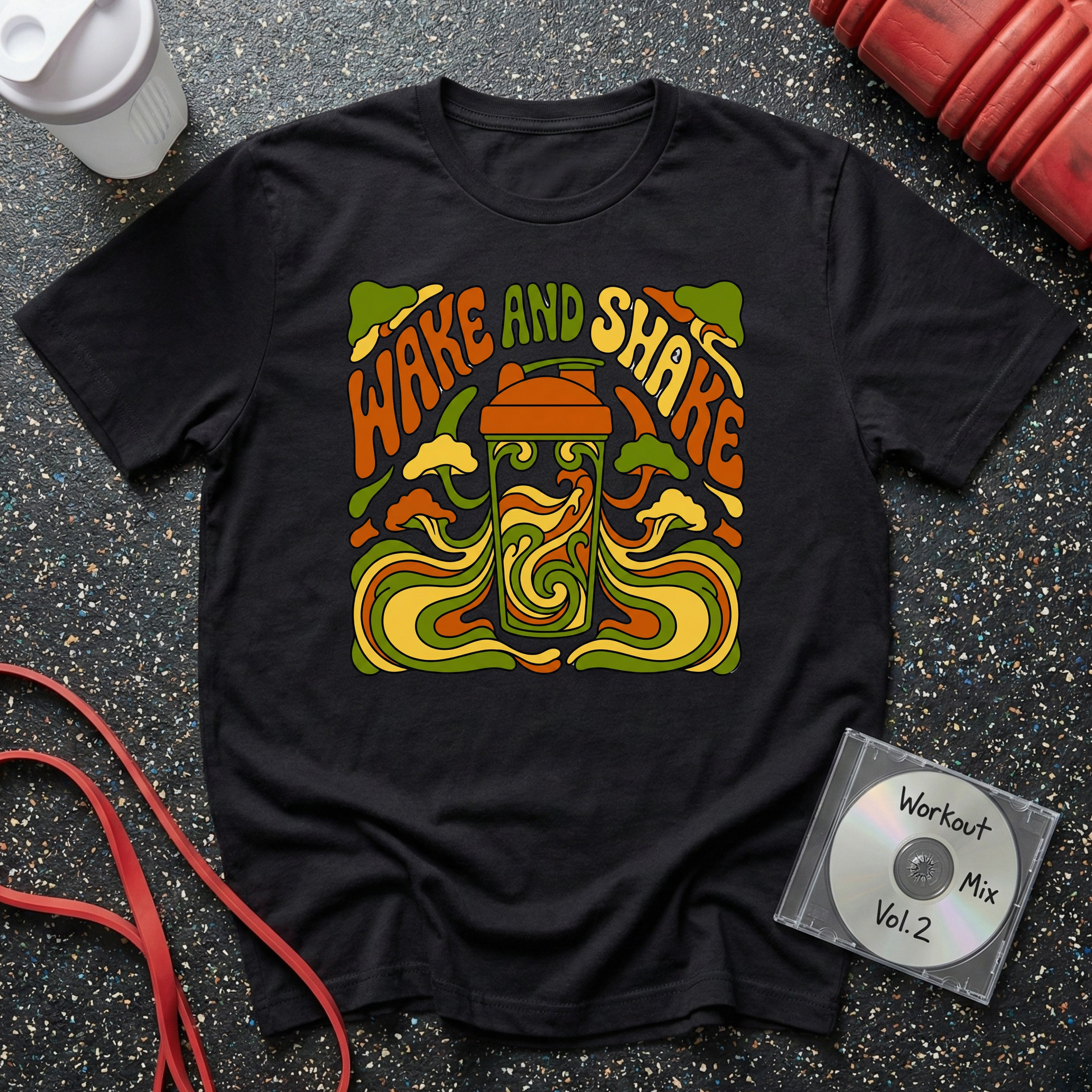 Wake and Shake Groovy Brown Green T-Shirt