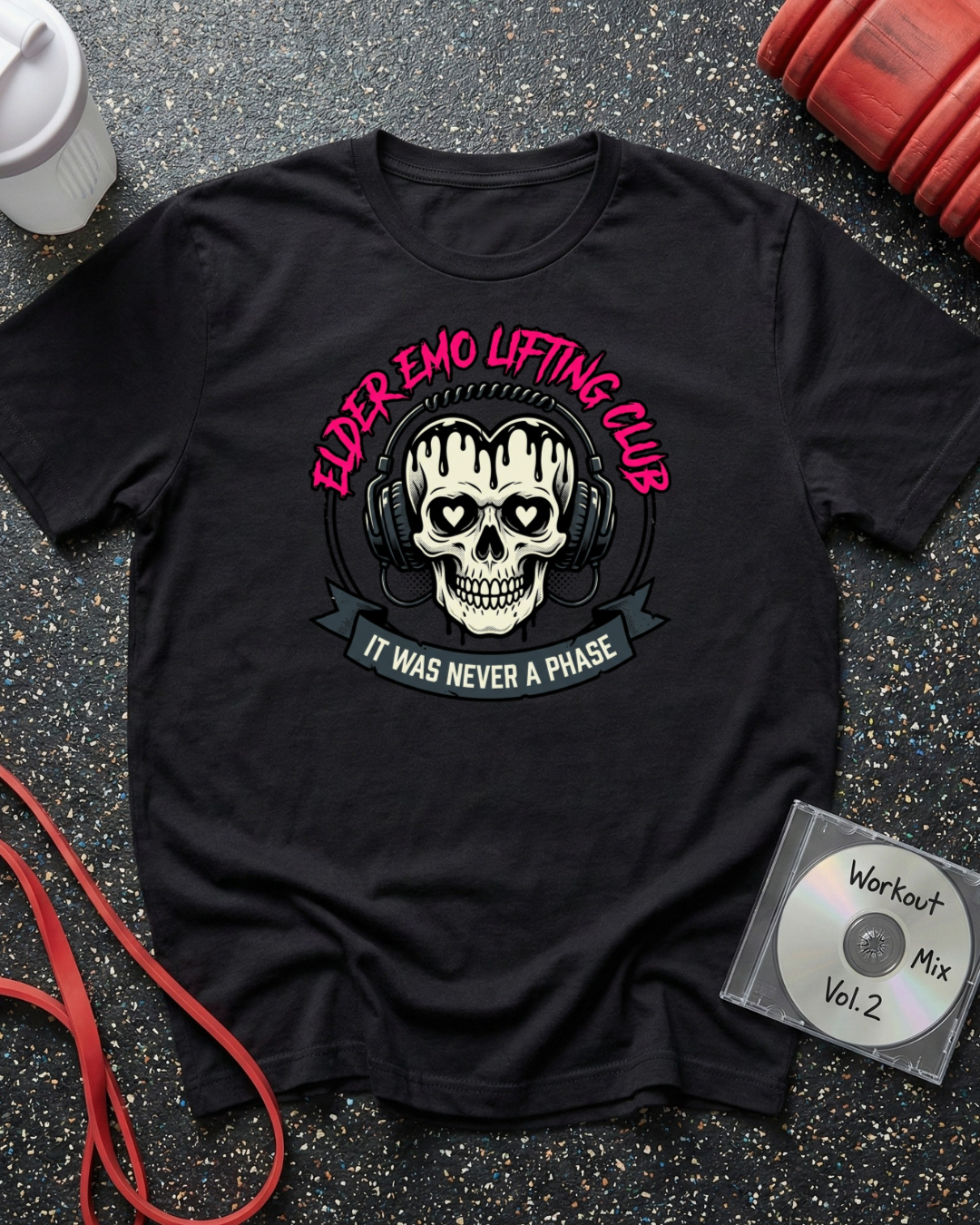 Elder Emo Lifting Club Heart Skull T-Shirt