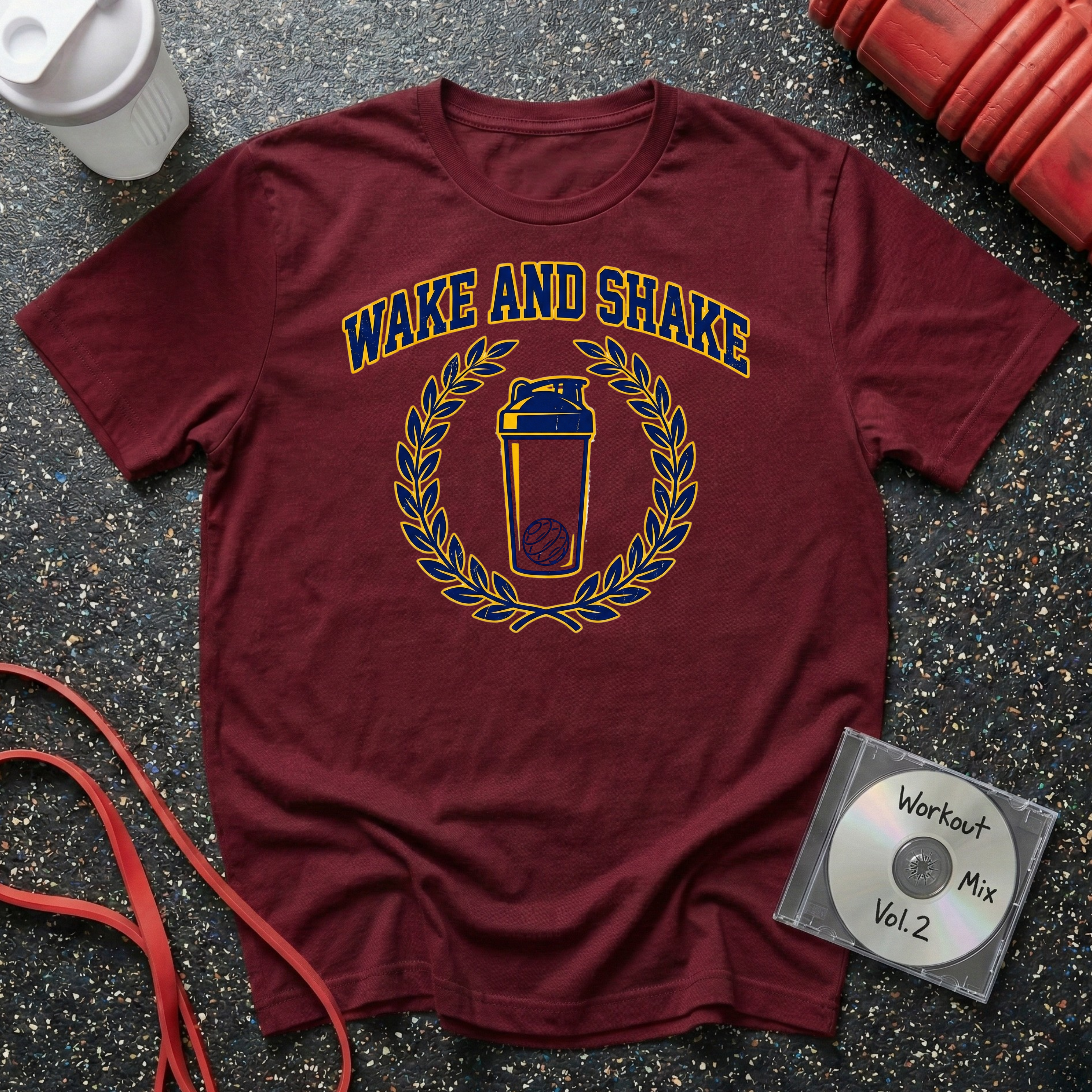 Wake and Shake Blue and Gold Varsity T-Shirt