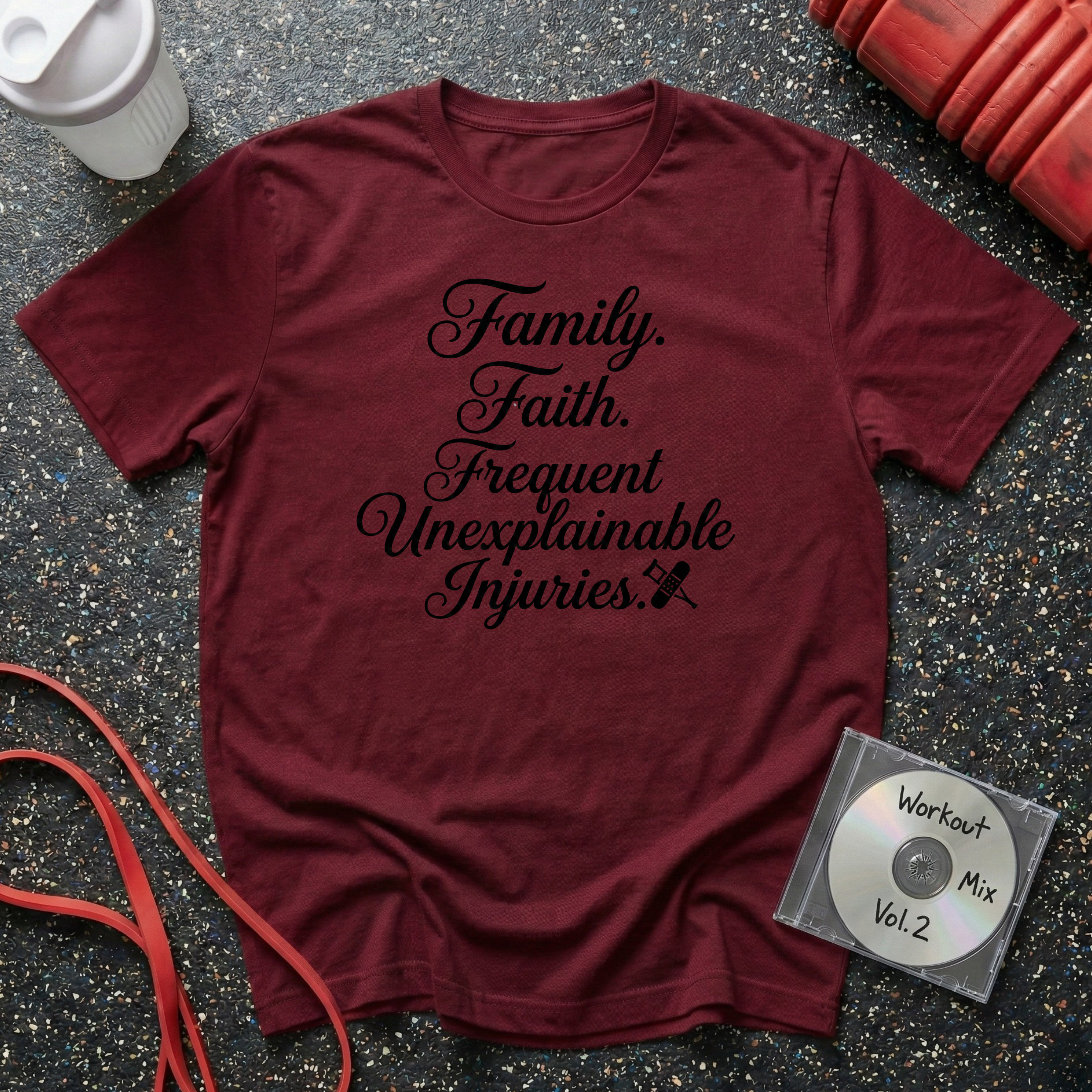 Family Faith Frequent Unexplainable Injuries Script T-Shirt