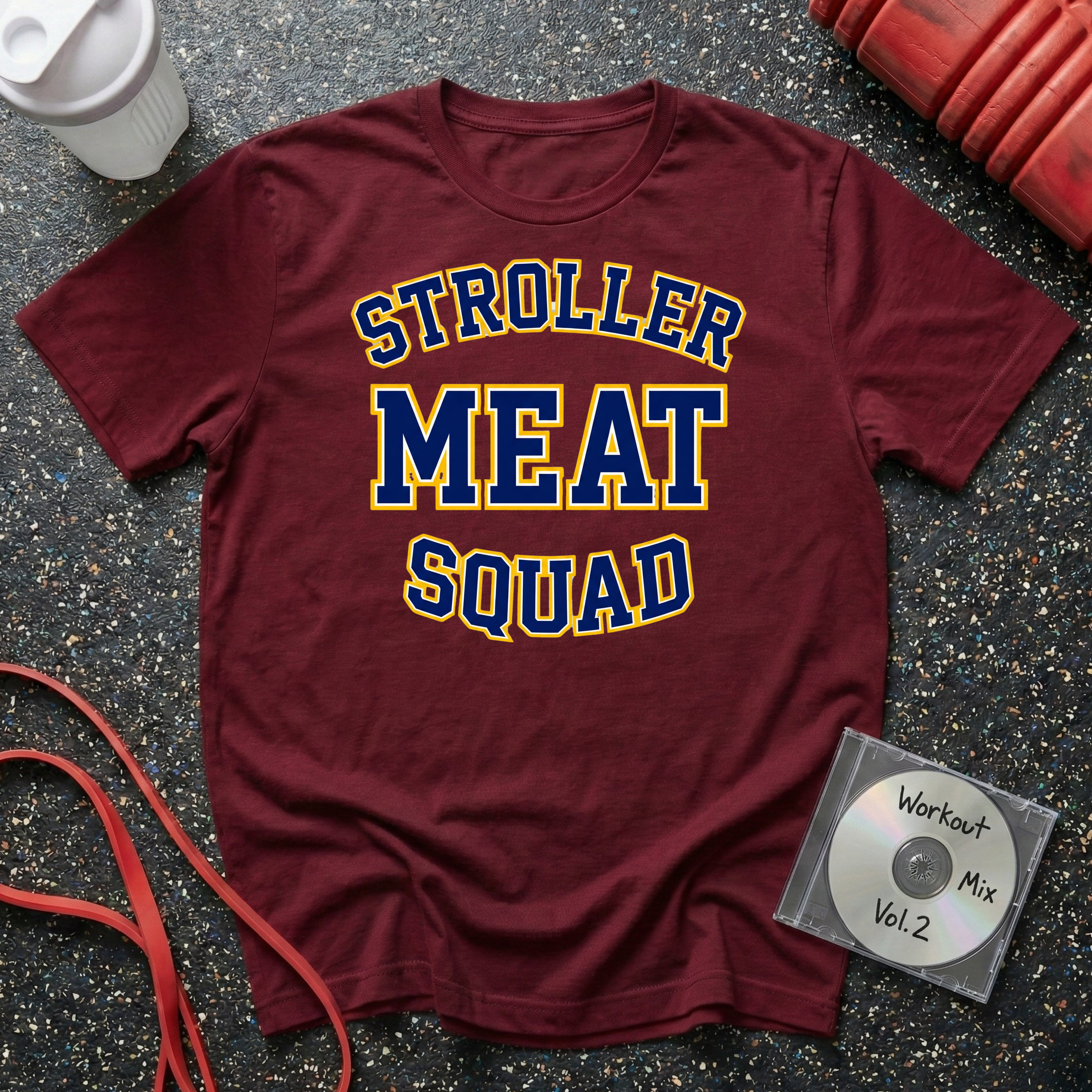 Stroller Meat Squad Text (Blue and Gold) T-Shirt