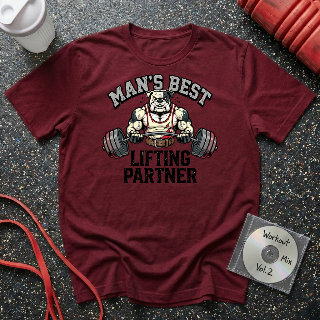 Man's Best Lifting Partner Bulldog T-Shirt