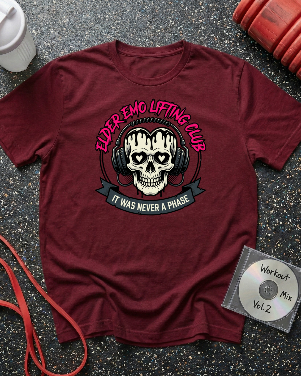 Elder Emo Lifting Club Heart Skull T-Shirt