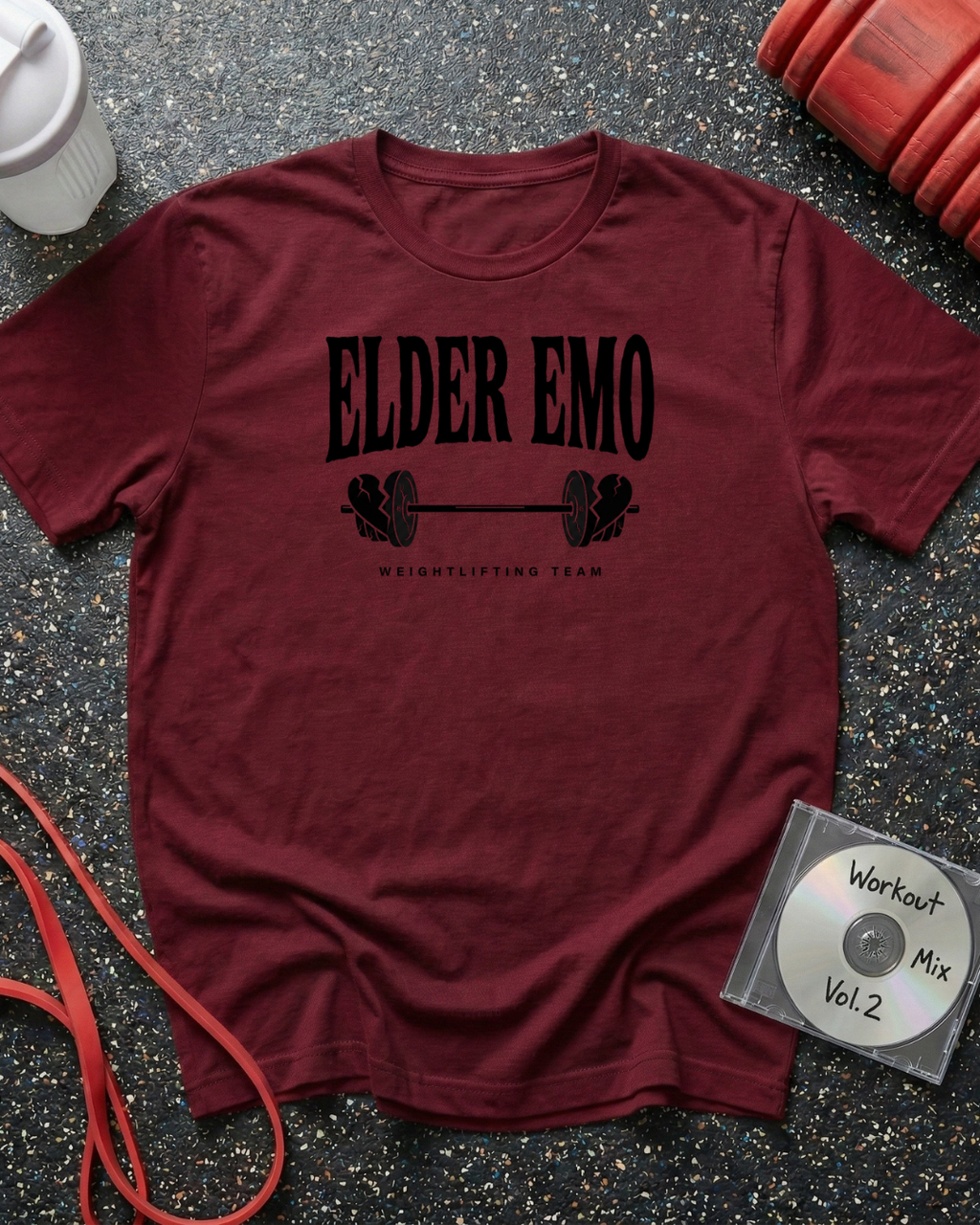 Elder Emo Broken Heart Barbell T-Shirt