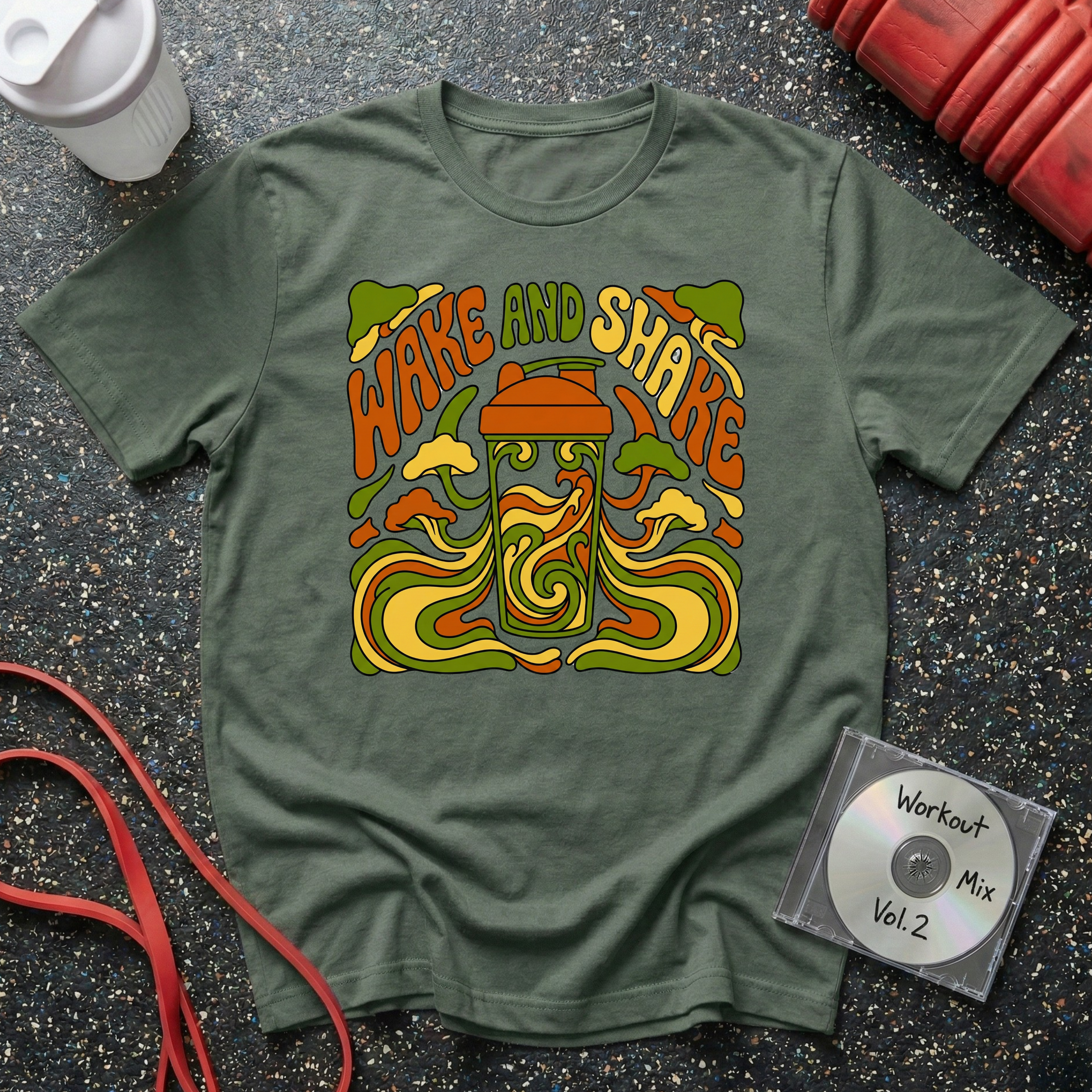 Wake and Shake Groovy Brown Green T-Shirt