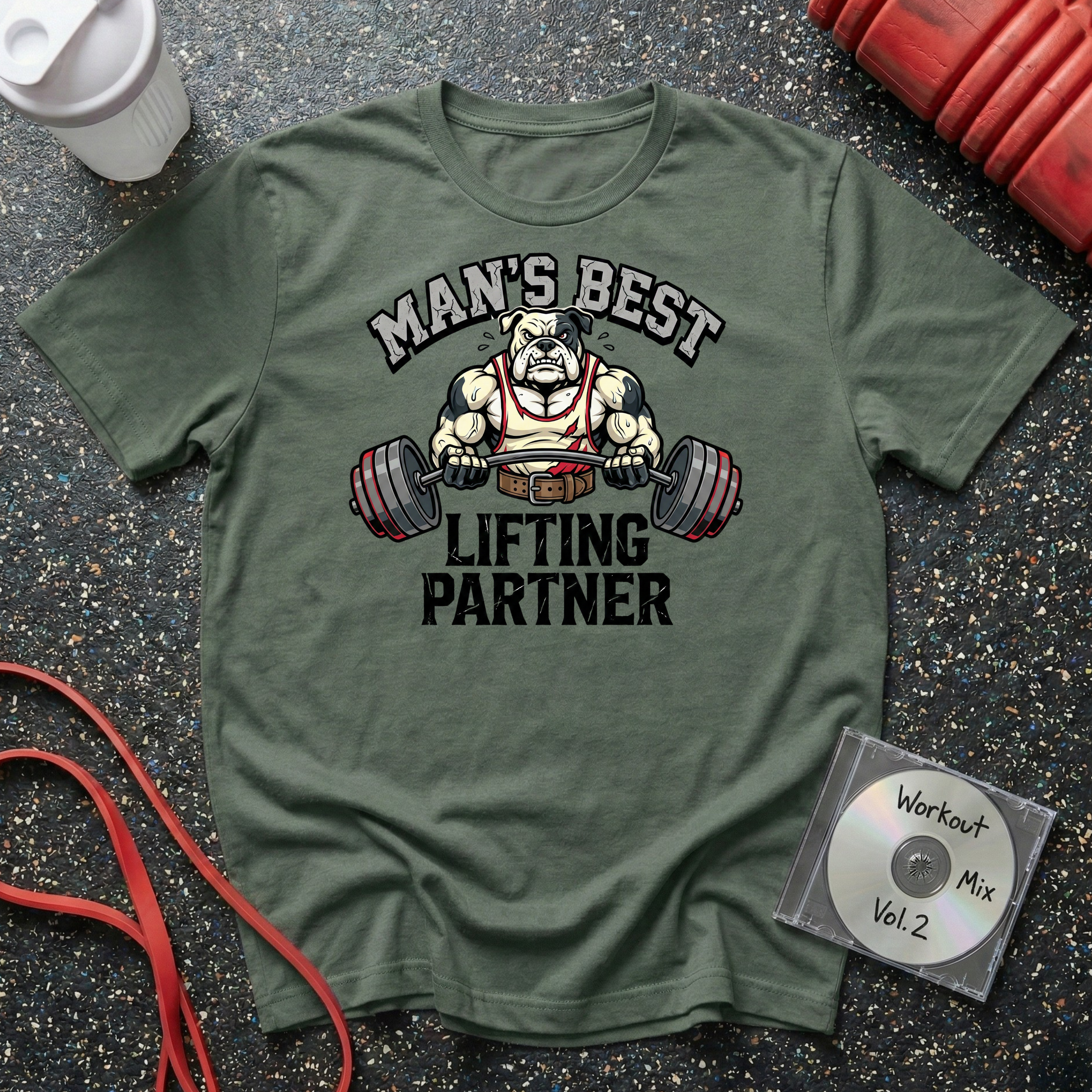 Man's Best Lifting Partner Bulldog T-Shirt