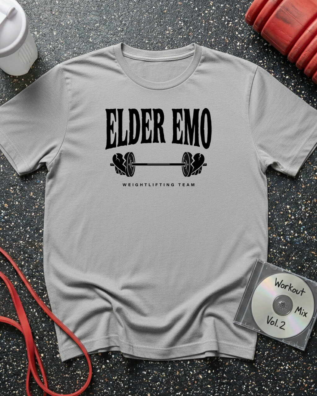 Elder Emo Broken Heart Barbell T-Shirt
