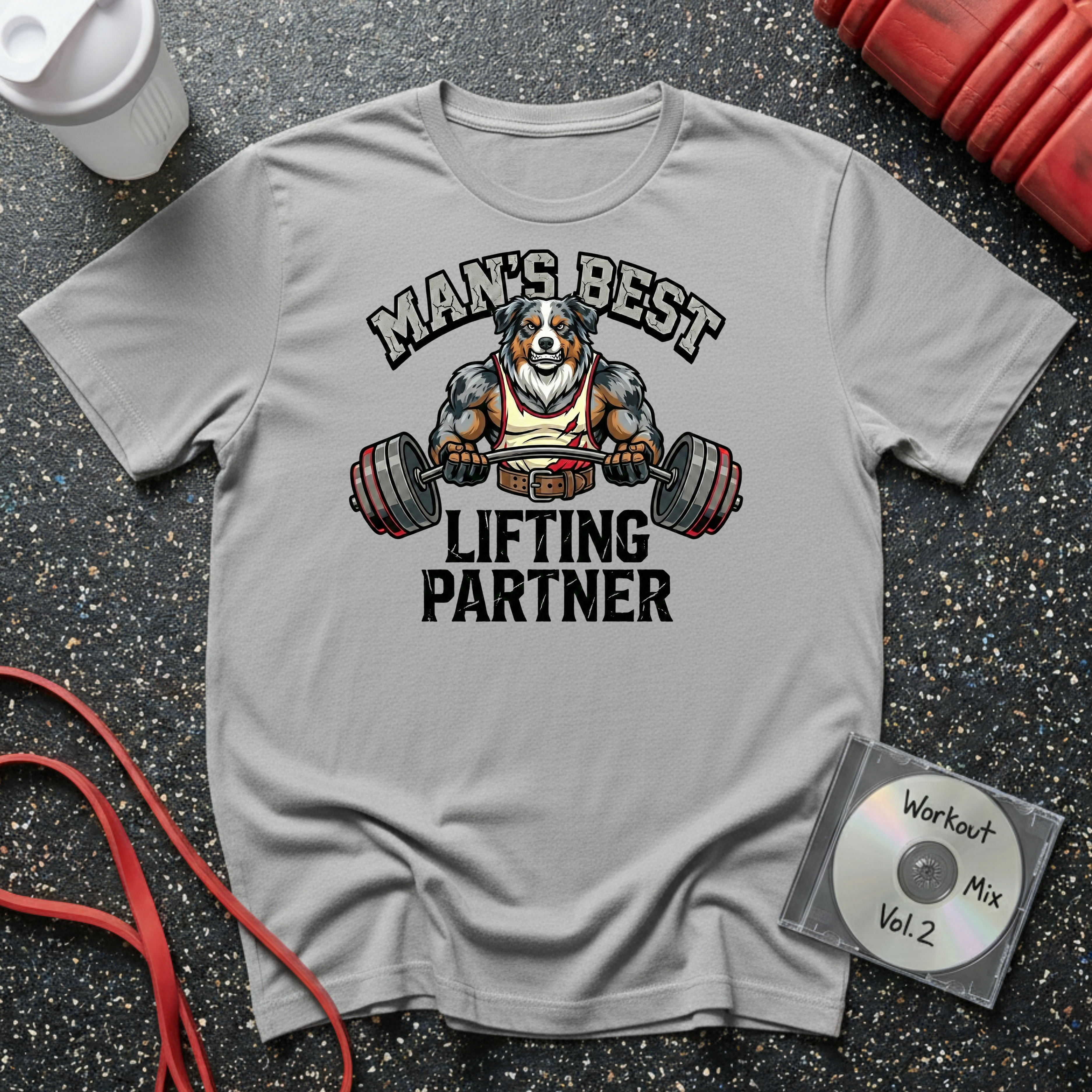 Man's Best Lifting Partner Australian Shepard T-Shirt