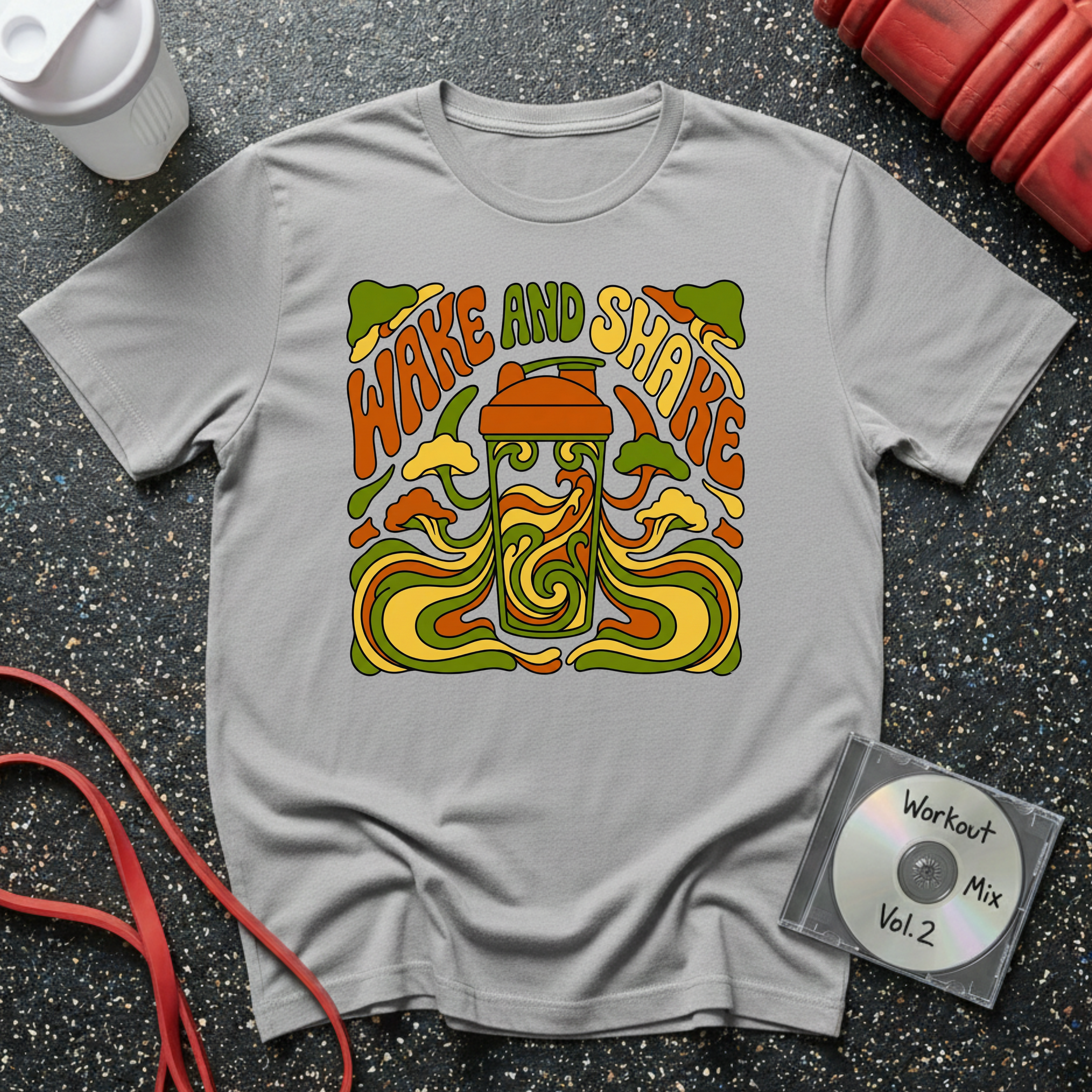 Wake and Shake Groovy Brown Green T-Shirt