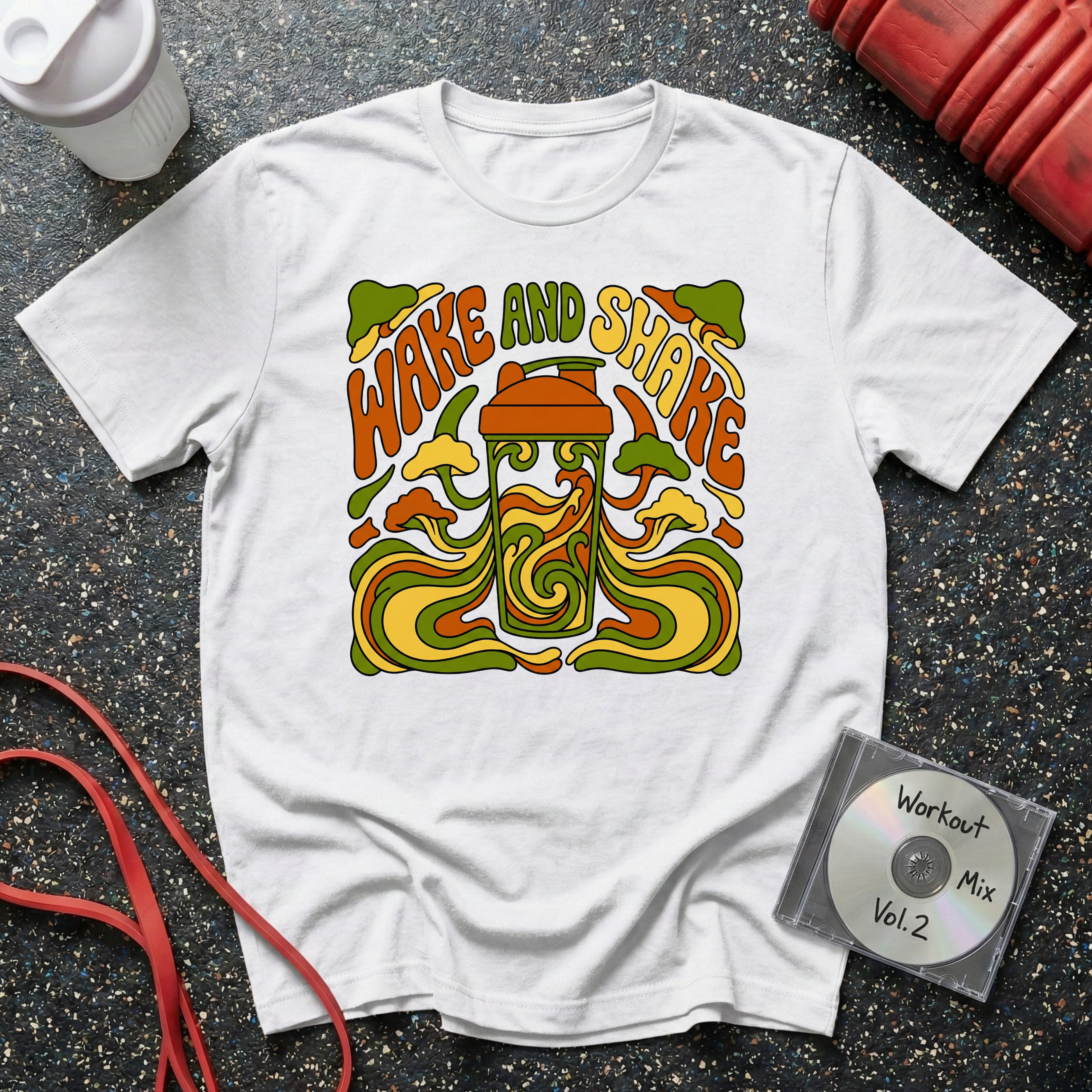 Wake and Shake Groovy Brown Green T-Shirt