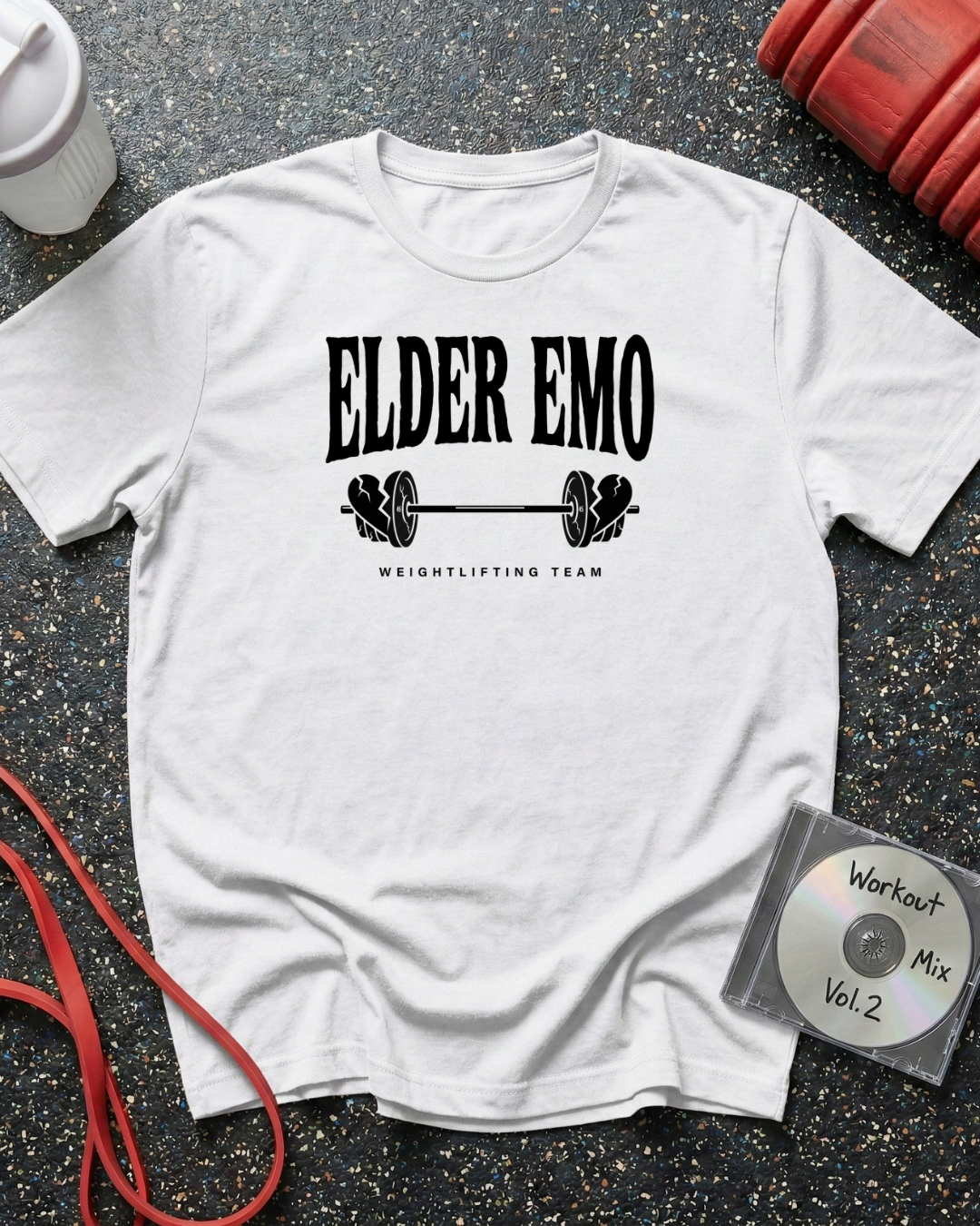 Elder Emo Broken Heart Barbell T-Shirt