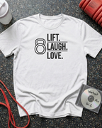 Lift Laugh Love (Kettlebell) T-Shirt