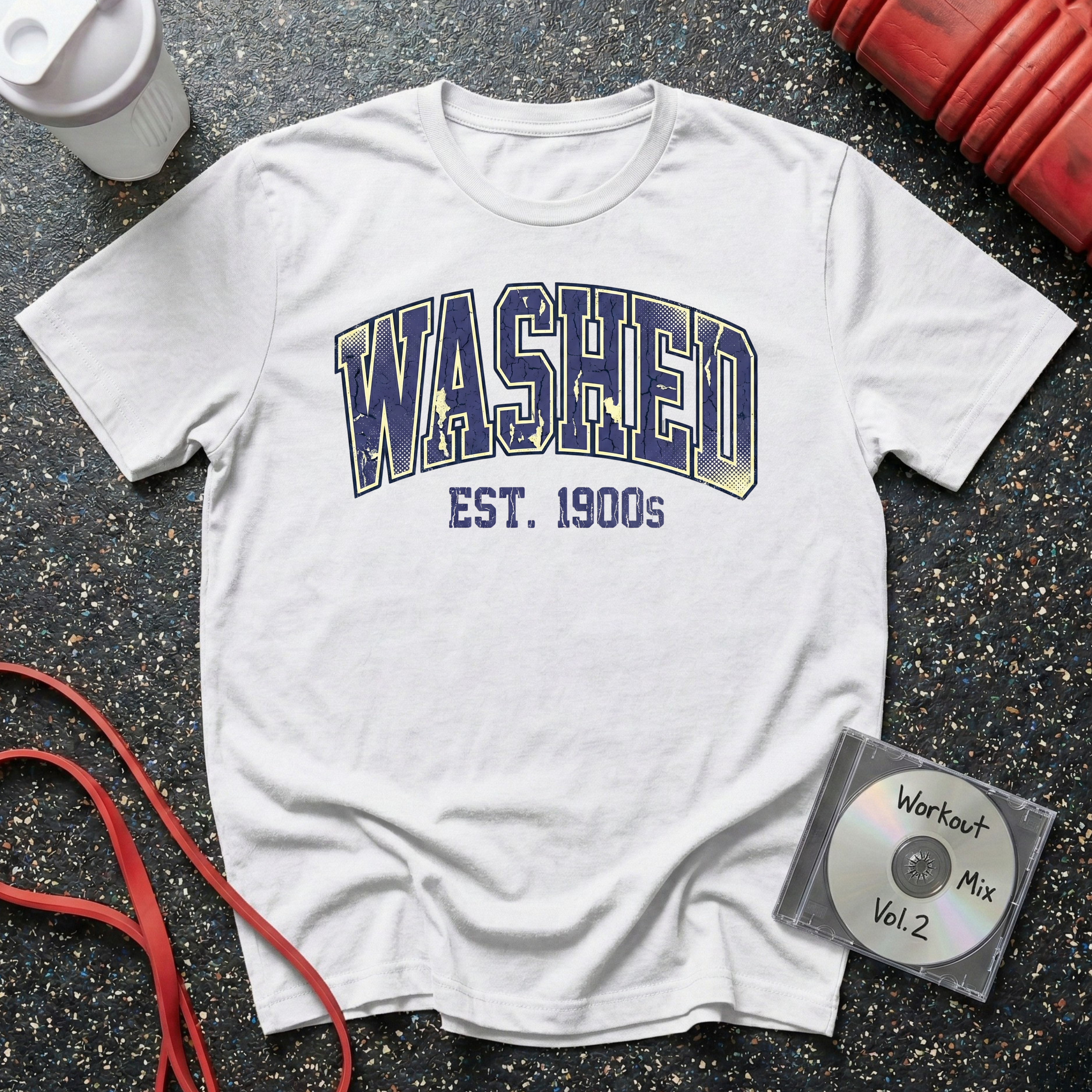 Washed Varsity Crackle Text T-Shirt