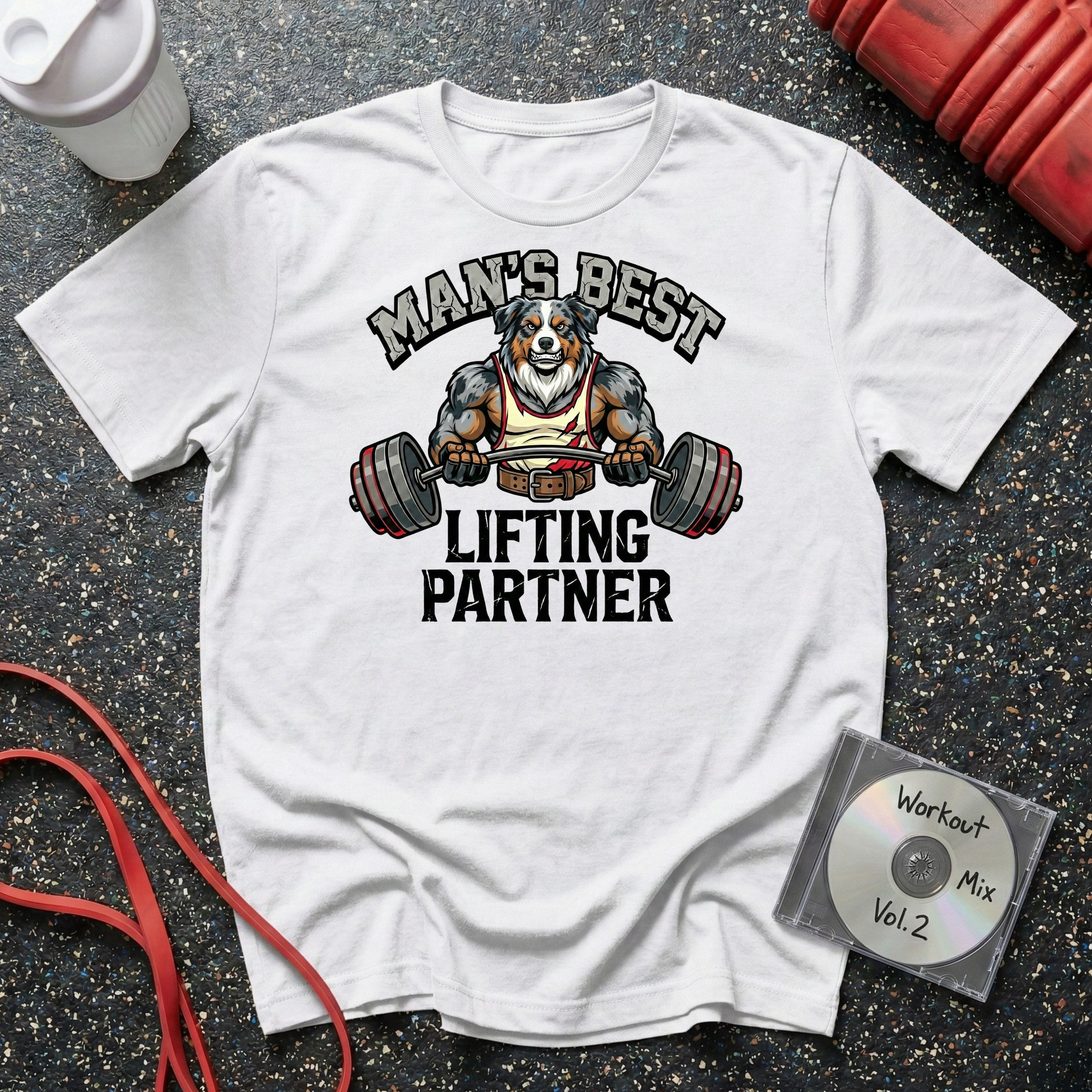 Man's Best Lifting Partner Australian Shepard T-Shirt